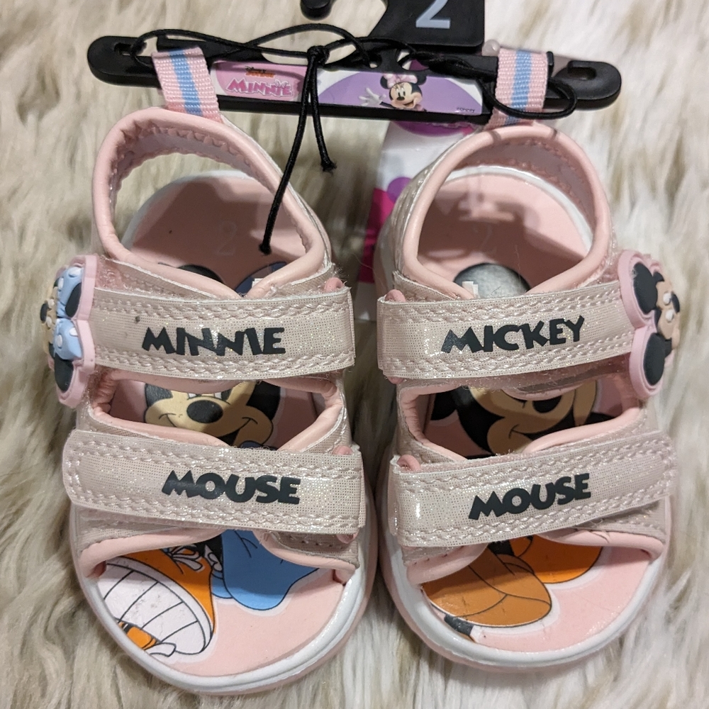Minnie and Mickey Pink Adjustable Sandals size 2
